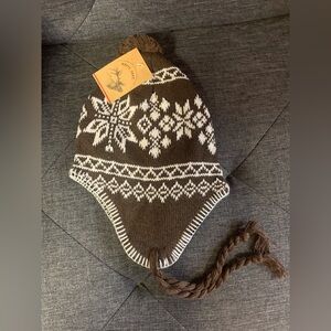 🎉 Winter Snowflake Toque/Hat with Ear Flaps and Pompom-Chocolate